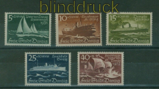 Danzig Mi # 284/88 postfrisch Winterhilfswerk Schiffe (60365)