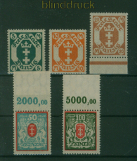 Danzig Mi # 123/28 X postfrisch kleines Staatswappen (60332)