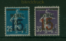 Memel Mi #  47/48 postfrisch Aufdrucksatz auf franz�sischen Marken (60410)