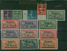 Memel Mi #  84/97 postfrisch Aufdrucksatz auf franz�sichen Marken (60414)