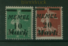 Memel Mi # 108/09 postfrisch Aufdrucksatz auf franz�sischen Marken (60416)