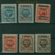 Memel Mi # 129/34 postfrisch Aufdrucksatz auf litauischen Dienstmarken (60422)