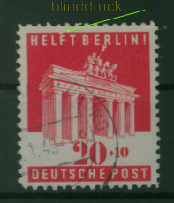 Bi-Zone Mi # 102 II gestempelt Berlin Hilfe Plattenfehler (60702)