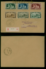 Belgien Mi #  396/98 und 402/04 Auslands-R-Brief Vaulx 1935 n Frankreich (60861)