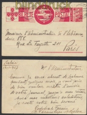 Portugal GSK P 82 Auslands-Karte Lisboa 12.1.1937 (44932)