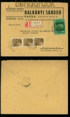 Ungarn Mi # 657 und 712 (3) R-Brief Kassa 1943 (40327)