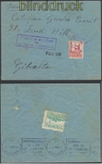 Spanien Auslands-Zensur-Brief Jimena de la Frontera 1938 spanische Zensur nach Gibraltar (45020)