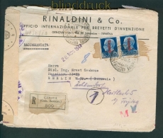 Italien Auslands-Einschreibe-Zensur-Brief Genova 1944 (27026)