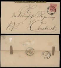 Deutsches Reich Mi # 47 Einzelfrankatur Meppen 3.10.1891 nach Osnabrck (29229)