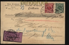 Deutsches Reich Mi # 46 und 47 auf Nachnahme-Postkarte Melle 1900 (27914)