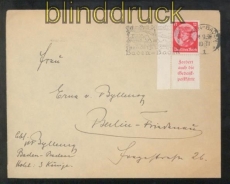 dt. Reich Zusammendrucke Mi # S 104 EF auf Fernbrief Baden-Baden 1934 (43090)