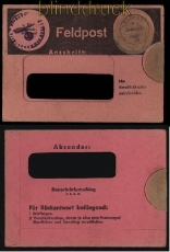 dt. Reich Feldpost 2. WK Dauerbriefumschlag in rosa 1944 RRR (31708)