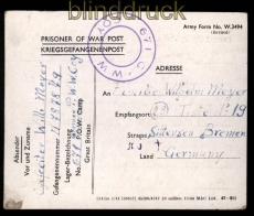 dt. Reich POW Kgf-Postkarte 671 G.P. W.W. Coy 31.12.1945 (31716)