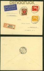 Danzig Mi # 243, 251 und 252 auf LuPo-R-Brief Danzig 1936 (40387)