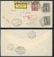 Danzig Mi # 217/19 auf Luftpost-FDC Ersttagsbrief SSt. Danzig 1929 (43740)