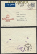 Schweiz Auslands-LuPo-Zensur-Brief Z�rich 1940 Deutsche Zensur (44954)