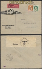 Schweiz Auslands-Eil-Zensur-Brief Seengen 1940 Deutsche Zensur (44957)