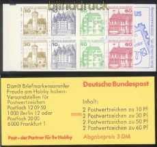 Bund Markenheftchen Mi #  23 a mZ postfrisch Burgen & Schlsser Zhlbalken (42969)