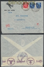 Italien Auslands-LuPo-Zensur-Brief Firenze 1941 Deutsche Zensur (44922)