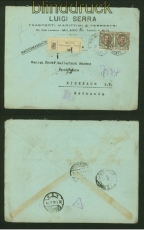 Italien Mi # 84 MeF Auslands-Einschreibe-Brief Milano 1923 (41313)