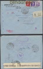 Italien Auslands-Zensur-R-Brief Firenze 1943 Doppel-Zensur (45007)