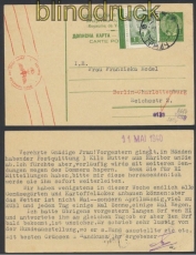 Jugoslawien Auslands-Zensur-Karte Tric 1940 Deutsche Zensur (44981)