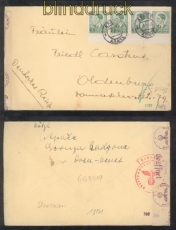 Jugoslawien Mi # 395 (4) MeF Auslands-Zensur-Brief Apace 21.7.1940 nach Oldenburg (44125)