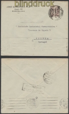 Spanien Auslands-Zensur-Brief Barcelona 1944 spanische Zensur nach Lissabon (44990)