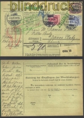 dt Reich Auslands-Paketkarte Mi # 71, 72 + 76 (11257)