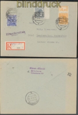 Bi-Zone Mi # 45 I Oberrand Walze MiF R-Brief Karlsruhe 1948 (45216)
