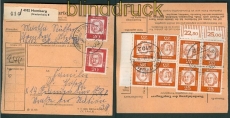 Bund 2 x Mi # 353 y als 4er-Blcke auf Paketkkarte 1965 (26679)