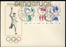 DDR Mi # 1039/44 6er-Block auf Ersttagsbrief FDC Tokio 1964 (29214)