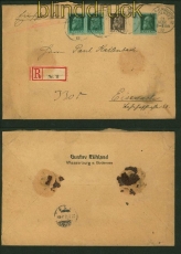 Bayern Mi # 77 (3) und Mi # 80 auf Einschreiben Wasserburg Blanko-R-Zettel (41341)