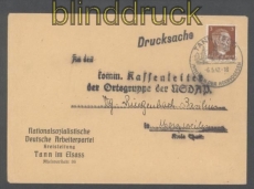 Elsass Reich Mi # 782 EF auf Drucksache Tann im Elsass 6.5.1942 (43039)