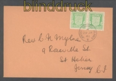 dt. Besetz. Kanalinsel Jersey Mi # 1 waagerechtes Paar auf Ersttagsbrief FDC (43055)