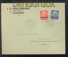 Luxemburg Mi #  2 + 5 MiF Fernbrief 20.10.19401 nach Konz (43023)
