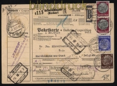 Deutsches Reich Auslands-Paketkarte Schwenningen 1937 nach Belgien (27954)