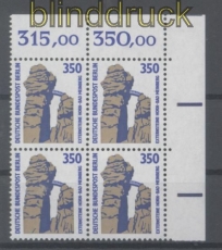 Berlin Mi # 835 A Sehenswrdigkeiten 4er-Block Eckerand oben rechts postfrisch (42972)