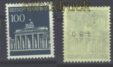 Bund Mi #  510 R postfrisch 100 Pfg. Brandenburg mit Nummer (14605)