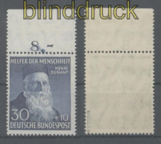 Bund Mi #  159 postfrisch 30 Pfg. Helfer der Menschheit 1952 Hchstwert (50128)