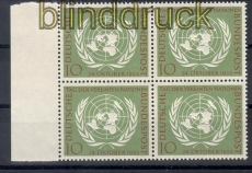 Bund Mi #  221 postfrischer 4er-Block Tag der UNO (9640)
