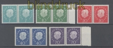 Bund Mi #  302/06 postfrisch Heuss III als waagerechte Paare (42790)