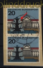 Bund Mi #  420 I gestempelt auf Briefstck Plattenfehler im senkrechten Paar (29396)
