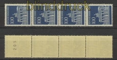 Bund Mi #  510 R postfrisch 100 Pfg. Brandenburger Tor 4er-Streifen mit Nummer (24671)