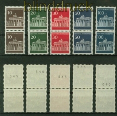 Bund Mi #  506/10 R postfrisch Brandenburger Tor senkrechte Paare mit Nummer (41556)