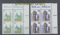 Bund Mi # 1406/07 postfrisch Sehensw�rdigkeiten 4er-Bl�cke Eckrand oben rechts (42950)