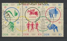 DDR Mi # 1039/44 gestempelt 6er-Block Olympische Sommerspiele Tokio Tagesstempel (20860)