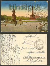 Berlin farb-AK Bismarck-Denkmal + Siegessule 1917 (d4043)