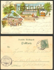 Gruss aus Wannsee farb-AK Restaurant Deutsche Eiche 1902 (d4334)