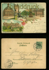 BERLIN farb-Litho-AK 3 Ansichten 1899 (d6218)